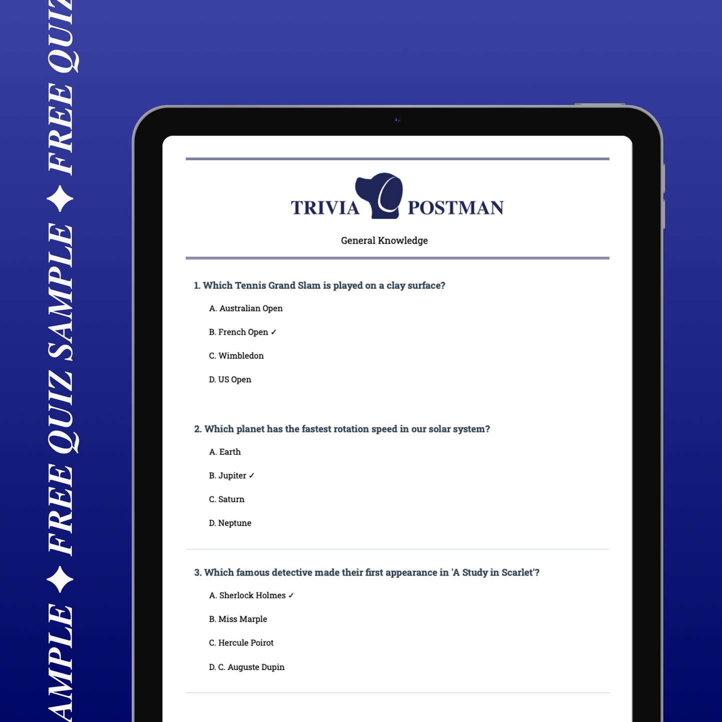 Free General Knowledge Quiz Sample